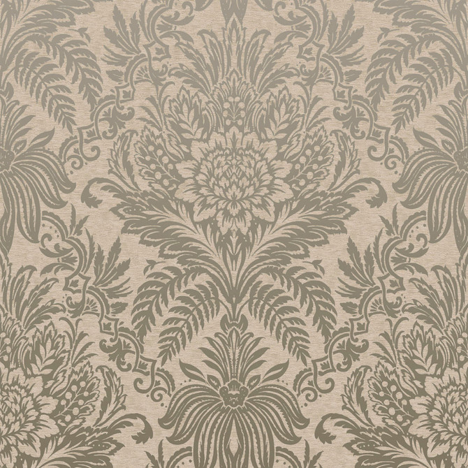 Signature Beige Damask Wallpaper by Crown CWV Covers about 56.4 square feet 20.5-in by 33-ft long roll Unpasted 20.9 - Fabric Carolina -