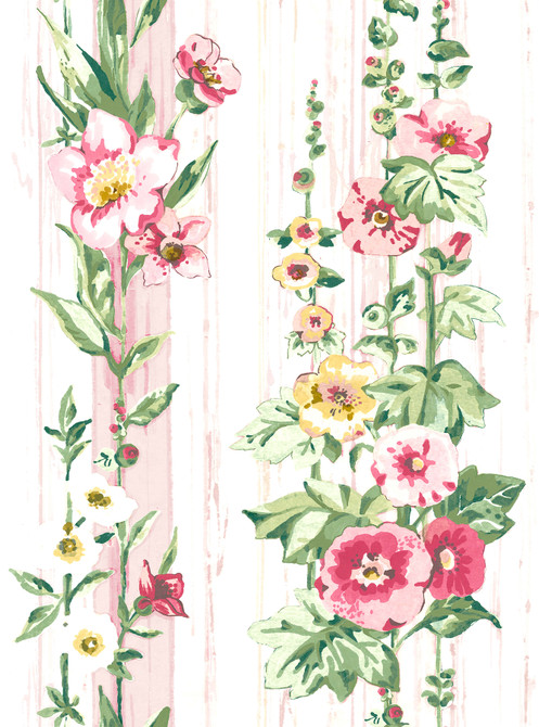 Delisa Pink Floral Stripe Wallpaper by A-Street Prints A-Street Select Covers about 56.4 square feet 20.5-in by 33-ft long roll Unpasted 28.14 - Fabric Carolina -