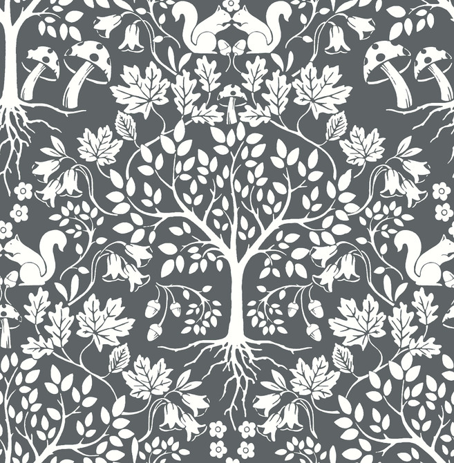 Leo Grey Tree Wallpaper by A-Street Prints A-Street Select Covers about 56.4 square feet 20.5-in by 33-ft long roll Unpasted 21.25 - Fabric Carolina -