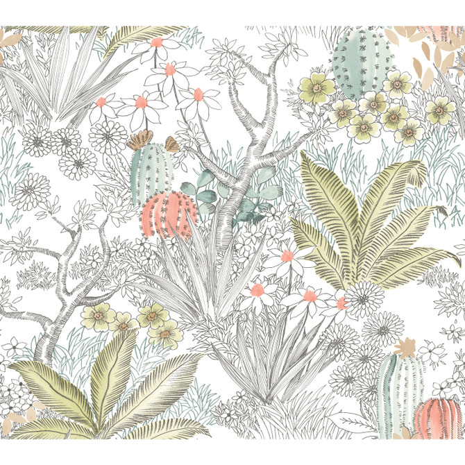 Flowering Desert Grey Peel & Stick Wallpaper by York Wallcoverings York Premium Peel + Stick Covers about 45 square feet 27-in by 20-ft long roll Peel & Stick 24 - Fabric Carolina -