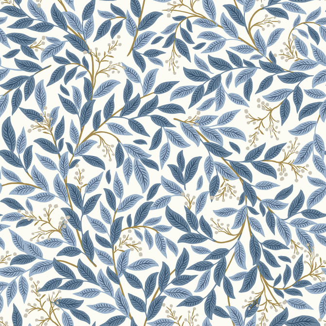 Willowberry Blue & White Peel & Stick Wallpaper by Rifle Paper Co. P&S Rifle Paper 2 Covers about 34.2 square feet 20.5-in by 20-ft long roll Peel & Stick 20.5 - Fabric Carolina -