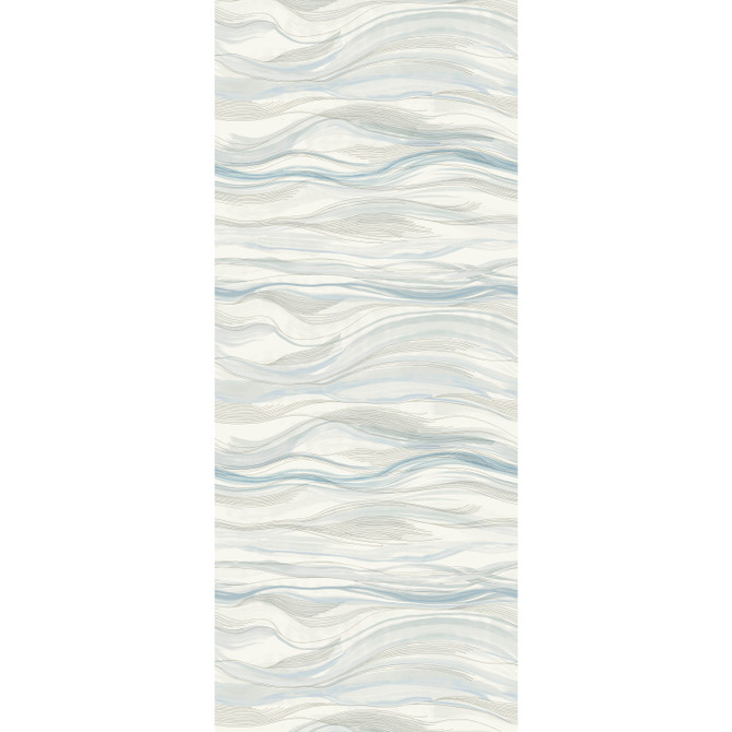 Currents Blue Wall Mural by Antonina Vella Antonina Vella Dazzling Dimensions Volume II Covers 1 panel - measures 4-ft 2-in wide by 10-ft 2-in tall when assembled 50.4-in by 10.2-ft long roll Unpasted 0 - Fabric Carolina -