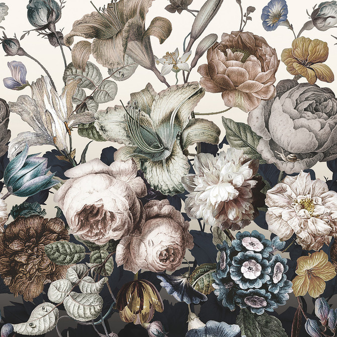 Rachel Rose White Wall Mural by York Wallcoverings Blooms Covers 2 panels - measures 4.5-ft wide by 10.2-ft long when assembled 27-in by 10.2-ft long roll Unpasted 0 - Fabric Carolina -