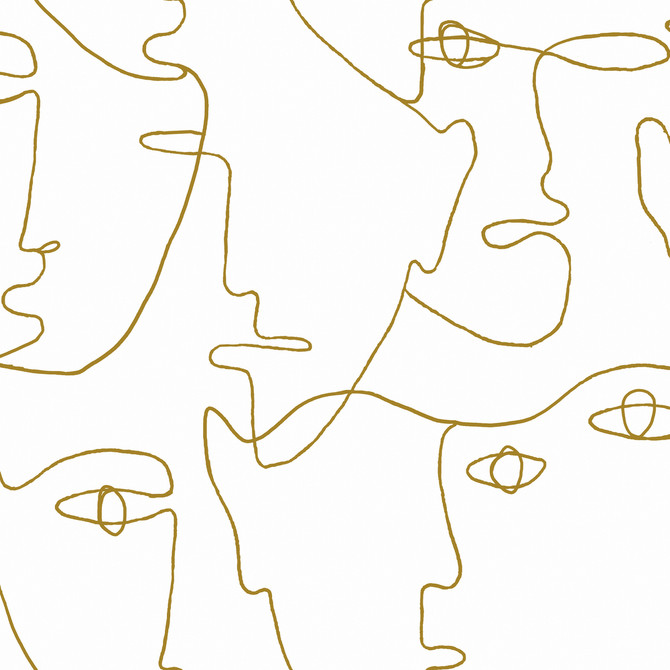 Pablo Portraits Gold Metallic Peel & Stick Wallpaper by York Wallcoverings York Premium Peel + Stick Covers about 34.2 square feet 20.5-in by 20-ft long roll Peel & Stick 20.5 - Fabric Carolina -