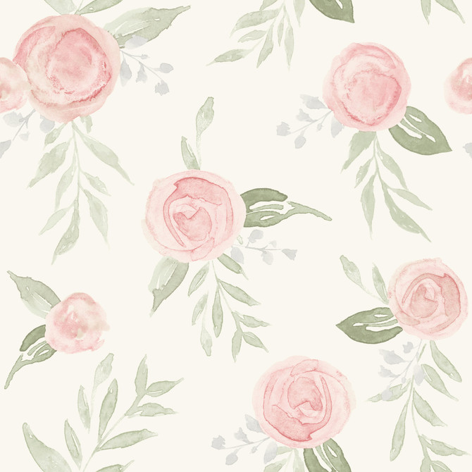 Magnolia Home Watercolor Roses Coral Peel & Stick Wallpaper by Magnolia Home York Premium Peel + Stick Magnolia Covers about 34.2 square feet 20.5-in by 20-ft long roll Peel & Stick 20.5 - Fabric Carolina -