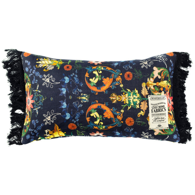 TRANSYLVANIA FOLK Linen Cushion (LC40002) by Mind The Gap | LC40002 | NOMAD STORY | 20 x 12 in | Blue, Red, Yellow | Fabric Carolina | https://www.fabriccarolina.com/