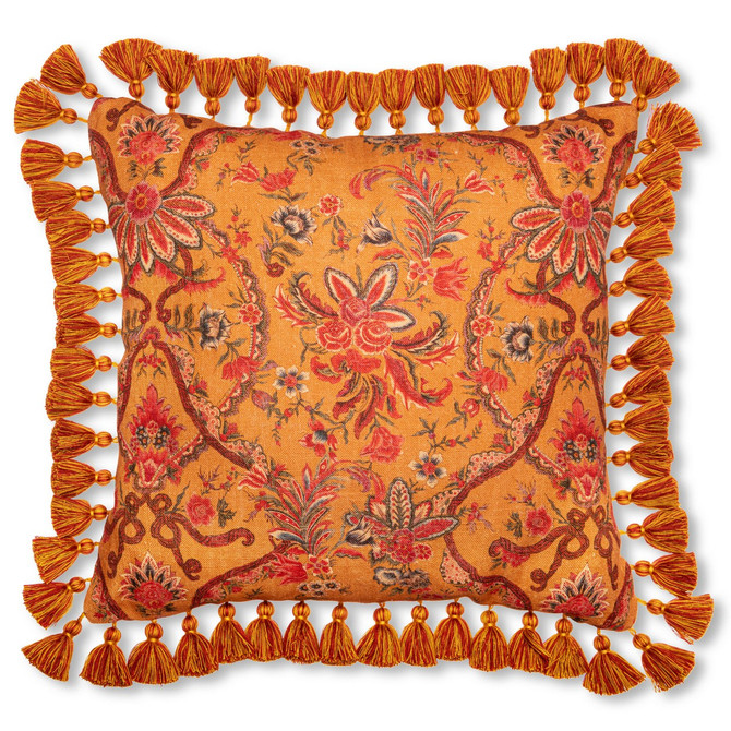 WOODSTOCK Cushion (LC40145) by Mind The Gap | LC40145 | WOODSTOCK '69 LIFESTYLE COLLECTION | 20 x 20 in | Brown, Orange, Red | Fabric Carolina | https://www.fabriccarolina.com/