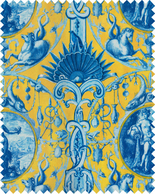 CALYPSO Fabric (FB00060) by Mind The Gap | FB00060 | SUNDANCE VILLA | Blue, Indigo, Yellow | Fabric Carolina | https://www.fabriccarolina.com/