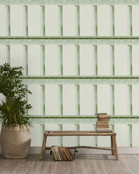 ATHENA Moss (WP20214) by Mind The Gap | WP20214 | PREMIUM DESIGNER WALLPAPER COLLECTION | 3 rolls x 20.5 x 118.1 in | 0.52m / 20.5in | 3m / 118in | 4.65mp | 60cm / 23.6in | Mint Green, Taupe | Non-woven | Paste the wall | 3-rolls in a box | Fabric Carolina | https://www.fabriccarolina.com/