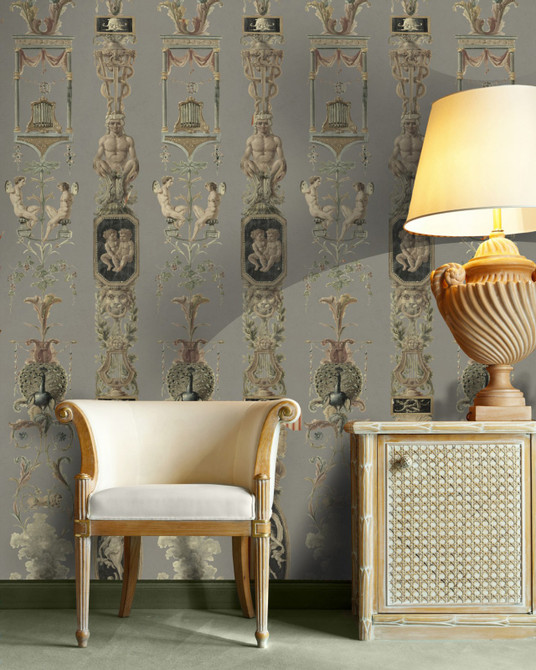 PILASTERS Grey (WP20190) by Mind The Gap | WP20190 | PREMIUM DESIGNER WALLPAPER COLLECTION | 3 rolls x 20.5 x 118.1 in | 0.52m / 20.5in | 3m / 118in | 4.65mp | 300cm / 118in | Brown, Green, Taupe | Non-woven | Paste the wall | 3-rolls in a box | Fabric Carolina | https://www.fabriccarolina.com/