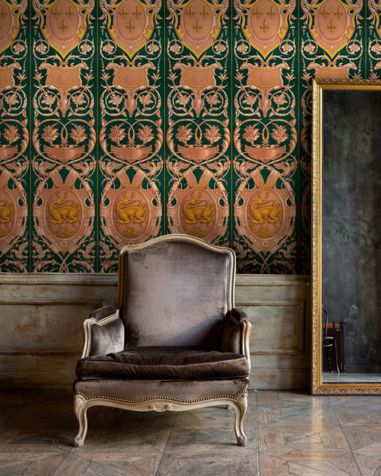 FONTAINEBLEAU Anthracite Wallpaper (WP20372) by Mind The Gap | WP20372 | THE WALLPAPER COLLECTABLES | 3 rolls x 20.5 x 118.1 in | 0.52m / 20.5in | 3m / 118in | 4.65mp | 300cm / 118in | Copper, Green, Yellow | Textured Matte | Paste the wall | 3-rolls in a box | Fabric Carolina | https://www.fabriccarolina.com/