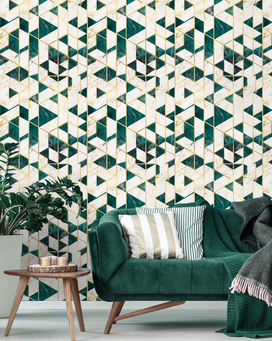 GRAMERCY Ivory Wallpaper (WP20287) by Mind The Gap | WP20287 | THE WALLPAPER COLLECTABLES | 1 roll x 20.5x393.7 in | 0.52m / 20.5in | 10m / 393.7in | 5.20mp | 52cm / 20.5in | Green, Ivory, Gold | Satin Matte | Paste the wall | 1-roll in a box | Fabric Carolina | https://www.fabriccarolina.com/