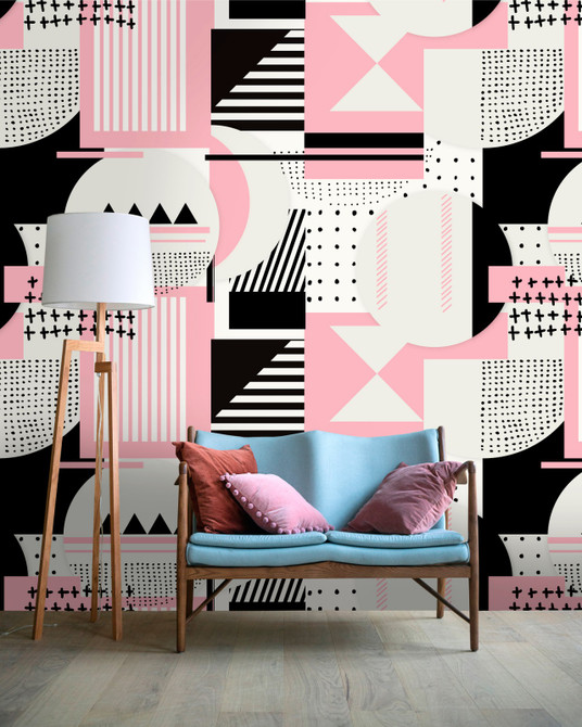SIMPLE THINGS Wallpaper (WP20334) by Mind The Gap | WP20334 | THE WALLPAPER COLLECTABLES | 3 rolls x 20.5 x 118.1 in | 0.52m / 20.5in | 3m / 118in | 4.65mp | 100cm / 39.3in | Black, Grey, Pink | Textured Matte | Paste the wall | 3-rolls in a box | Fabric Carolina | https://www.fabriccarolina.com/