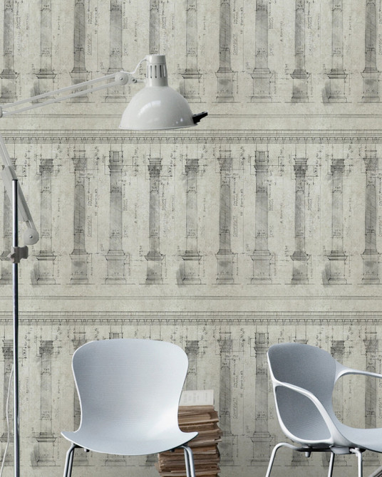 COLONNADE Sand Premium Wallpaper (WP20022) by Mind The Gap | WP20022 | WALLPAPER DESIGNER COLLECTION | 3 rolls x 20.5 x 118.1 in | 0.52m / 20.5in | 3m / 118in | 4.65mp | 65cm / 25.6in | Black, Grey | Non-woven | Paste the wall | 3-rolls in a box | Fabric Carolina | https://www.fabriccarolina.com/