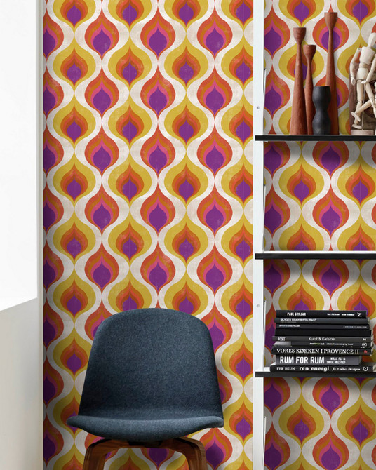 OTTOMAN PATTERN Premium Wallpaper (WP20007) by Mind The Gap | WP20007 | WALLPAPER DESIGNER COLLECTION | 3 rolls x 20.5 x 118.1 in | 0.52m / 20.5in | 3m / 118in | 4.65mp | 52cm / 20.5in | Orange, Purple, Yellow | Non-woven | Paste the wall | 3-rolls in a box | Fabric Carolina | https://www.fabriccarolina.com/