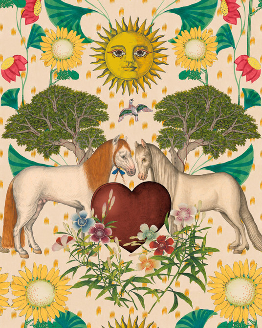 MIRAGE Wallpaper (WP20622) by Mind The Gap | WP20622 | WOODSTOCK '69 LIFESTYLE COLLECTION | 3 rolls x 20.5 x 118.1 in | 0.52m / 20.5in | 3m / 118in | 4.65mp | 300cm / 118in | Green, Taupe, Turquoise, Yellow | Satin Matte | Paste the wall | 3-rolls in a box | Fabric Carolina | https://www.fabriccarolina.com/