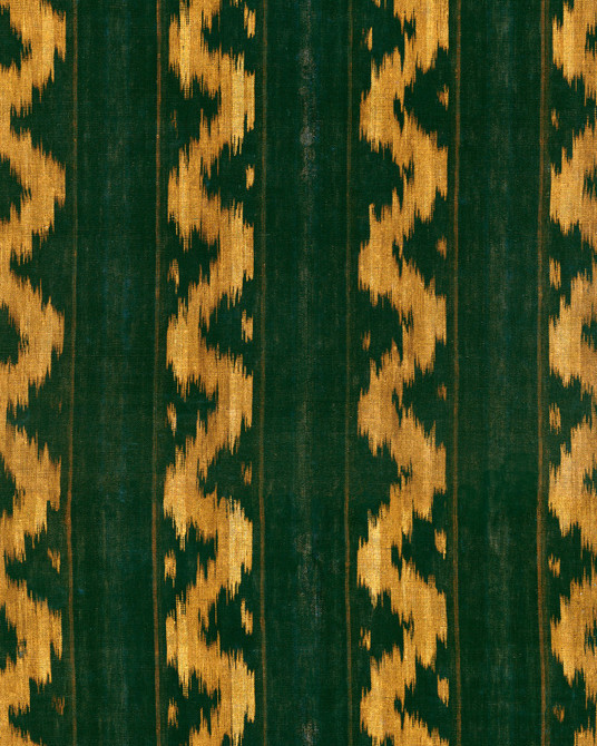 VINTAGE IKAT Topiary Green Wallpaper (WP30102) by Mind The Gap | WP30102 | WOODSTOCK '69 LIFESTYLE COLLECTION | 1 roll x 20.5 x 393.7 in | 0.52m / 20.5in | 10m / 393.7in | 5.20mp | 52cm / 20.5in | Green, Yellow | Satin Matte | Paste the wall | 1-roll in a box | Fabric Carolina | https://www.fabriccarolina.com/