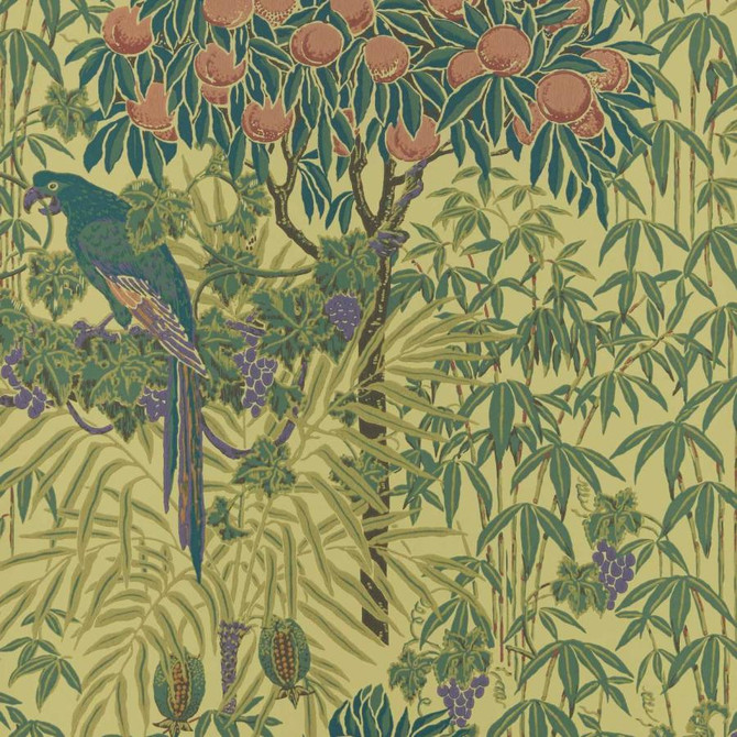 Macaw (Wp) # 03 Vivid Yellow by 1838 Wallcoverings Wallpaper V&A Decorative Papers HALF DROP PASTE THE WALL UNITED KINGDOM V-25" 20.5"X11YD - Fabric Carolina -