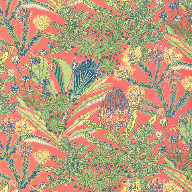 Thibaut Fabric Protea Print Coral F81763  Fabric U.S.A 20000 Martindale </p><p>Repeat: H: 27 in (68.58 cm), V: 25.25 (64.14 cm) 54 in  (137.16 cm) - My Fabric Connection -