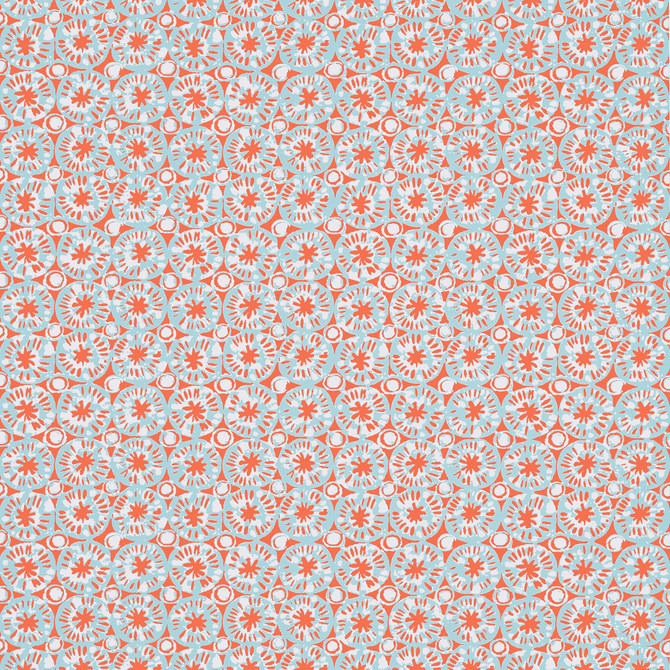 Thibaut Wallpaper Sand Dollar Coral and Blue T15857  Wallpaper Non Woven Wallpaper  U.S.A </p><p>Repeat: H: , V: 6.25  (15.88 cm) 27 in  (68.58 cm) - My Fabric Connection -