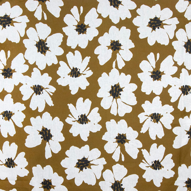 Daisy Field Burnished Bronze by Carole Fabric Earthbound 100% Linen 15,000 Wyzenbeek Double Rubs 17" V, 27 1/2" H 58" - Fabric Carolina -