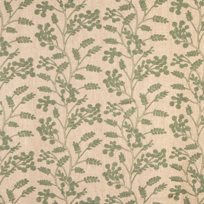 Last Comment Thyme by Carole Fabric Serene Green Base: 70% Viscose, 30% Linen Embr: 100% Viscose 51,000 Wyzenbeek Double Rubs 9 1/4" V, 13 1/4" H 52" - Fabric Carolina -