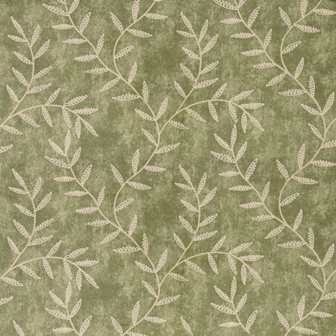 Made To Endure Fern by Carole Fabric Serene Green Base: 100% Polyester Embr: 100% Polyester N/A 15 3/8" V, 17" H 50" - Fabric Carolina -