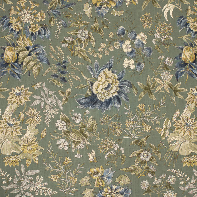 Greenhouse Fabric S7062 Bowery Blue - 55% Linen, 45% Cotton USA 20000 27" H, 32.8" V 56" - My Fabric Connection -