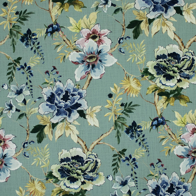 Greenhouse Fabric S7170 Mist - 100% Cotton India 10000 26.5" H, 25" V 54" - My Fabric Connection -