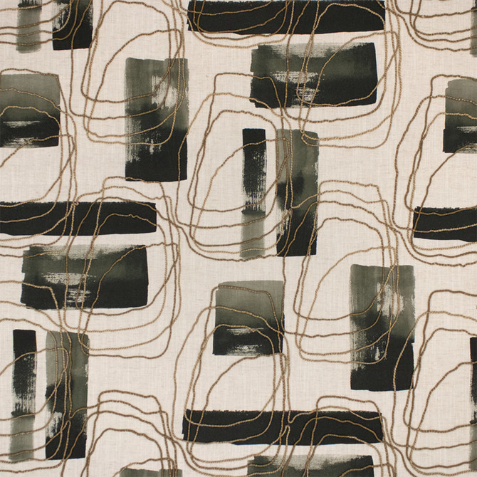 Greenhouse Fabric S7309 Ink - 50% Cotton, 35% Rayon, 15% Linen (Embroidery: 68% Jute, 32% Cotton) India 9000 27" H, 24.25" V 54" - My Fabric Connection -