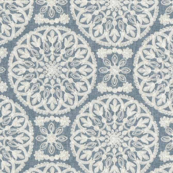 Lace Medallion Emb Cornflower 472230 by PK Lifestyles Fabric Cultural Exchange IX Base: 52% Polyester, 48% Cotton EMB: 100% Rayon India 51000 H: 10.2, V: 9 52 - Fabric Carolina - Lace Medallion Emb Cornflower 472230 by PK Lifestyles Fabric Cultural Exchange IX Base: 52% Polyester, 48% Cotton EMB: 100% Rayon India 51000 H: 10.2, V: 9 52 - Fabric Carolina -