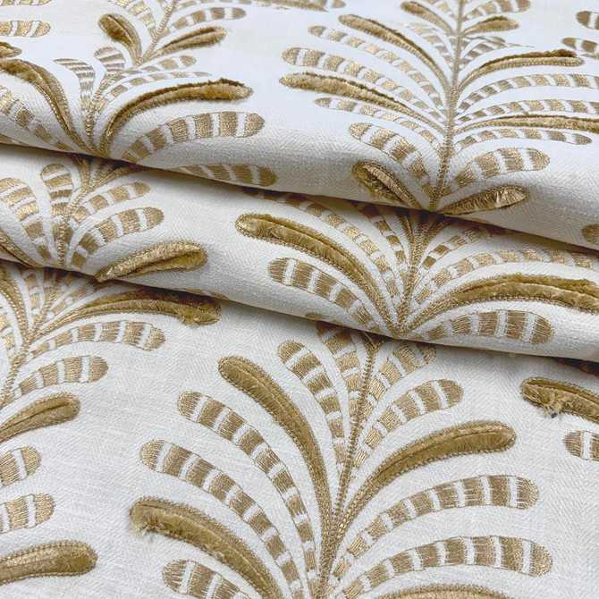 Perdido Golden by Magnolia Fabric - 52% Cotton, 48% Polyester, Emb 100% Poly India 51000 Horizontal: 10.5 and Vertical: 6.5 54 - Fabric Carolina -