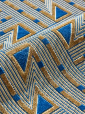 Kasai Velvet Blue And Gold SC273230004 by Scalamandre Fabric THE METROPOLITAN MUSEUM OF ART 72% COTTON 28% VISCOSE INDIA MEDIUM DUTY Horizontal: 13" and Vertical: 6.75" 55 - Fabric Carolina -