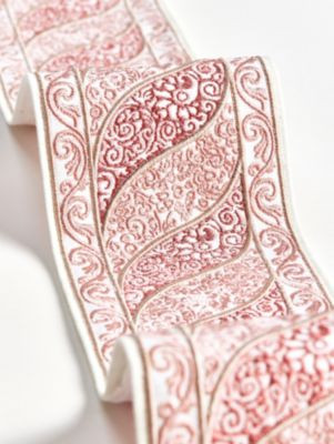 Paisley Embroidered Tape French Rose SCT33400003 by Scalamandre Trim THE METROPOLITAN MUSEUM OF ART 40% COTTON 40% LINEN 15% VISCOSE 5% POLYESTER INDIA LIGHT DUTY Horizontal: 2.6" and Vertical: 0" 4 - Fabric Carolina -