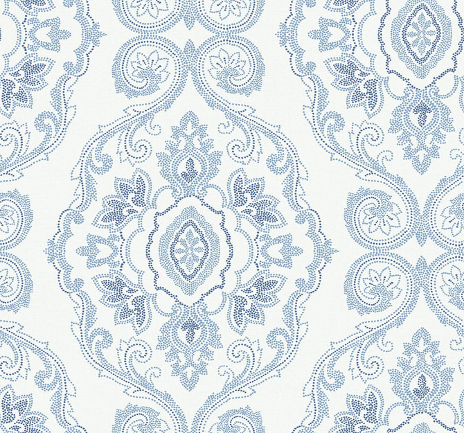 Nautical Damask Coastal Blue by Seabrook Wallpaper Beach House United States 60.75 25.2" 27" - Fabric Carolina -