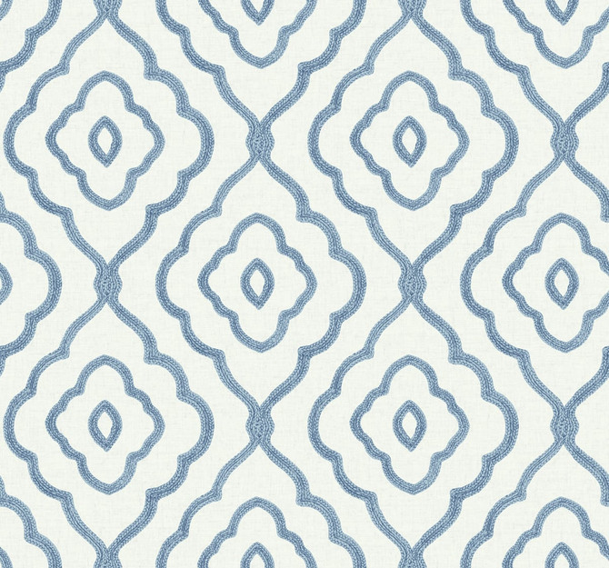 Seaside Ogee Blue Oasis by Seabrook Wallpaper Beach House United States 60.75 12.6" 27" - Fabric Carolina -