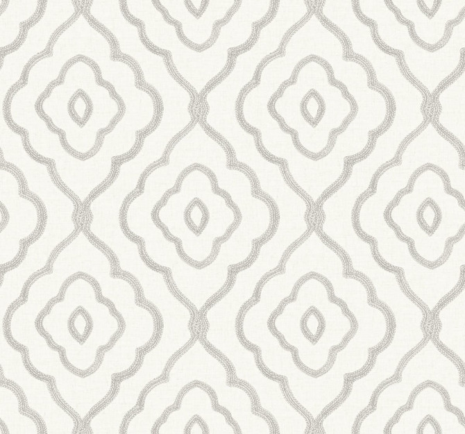 Seaside Ogee Daydream Gray by Seabrook Wallpaper Beach House United States 60.75 12.6" 27" - Fabric Carolina -