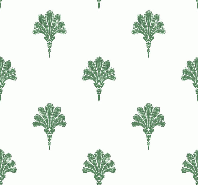 Summer Fan Greenery by Seabrook Wallpaper Beach House United States 60.75 12.6" 27" - Fabric Carolina -