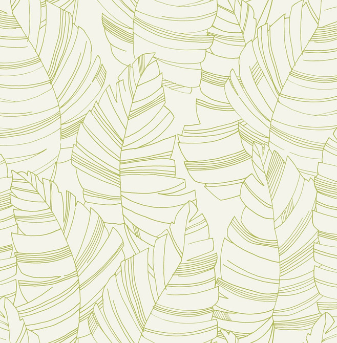 Jungle Leaves Green Apple by Seabrook Wallpaper Day Dreamers United States 56.12 20.87" 20.5" - Fabric Carolina -