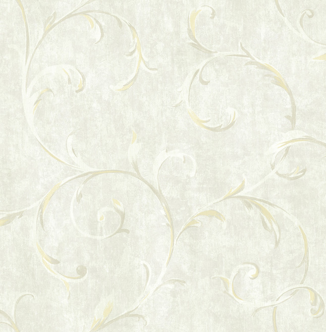 Scroll Metallic Gold and Beige by Seabrook Wallpaper French Impressionist United States 56.12 20.87" 20.5" - Fabric Carolina -