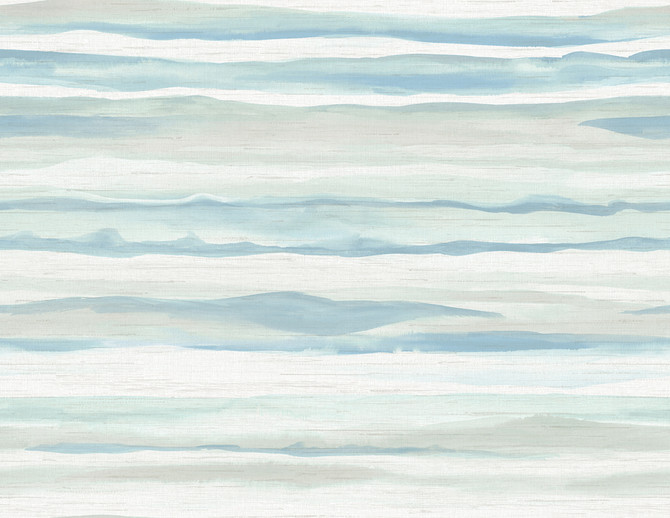 Kentmere Waves Sky Blue and Off-White by Seabrook Wallpaper Lugano United States 60.75 20.87" 27" - Fabric Carolina -
