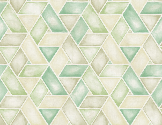 Kentmere Geo Mint, Spruce, and Off-White by Seabrook Wallpaper Lugano United States 60.75 20.87" 27" - Fabric Carolina -