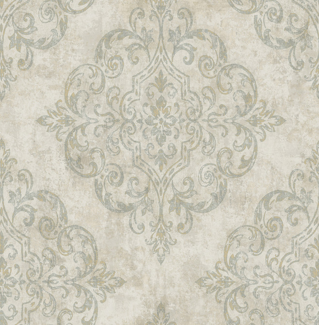 Atelier Gray, Metallic Gold, and Taupe by Seabrook Wallpaper Nouveau Luxe United States 56.05 20.87" 20.5" - Fabric Carolina -