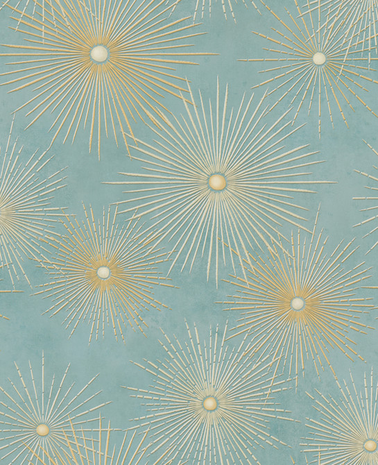 Catwalk Teal and Metallic Gold by Seabrook Wallpaper Nouveau Luxe United States 56.05 25.2" 20.5" - Fabric Carolina -