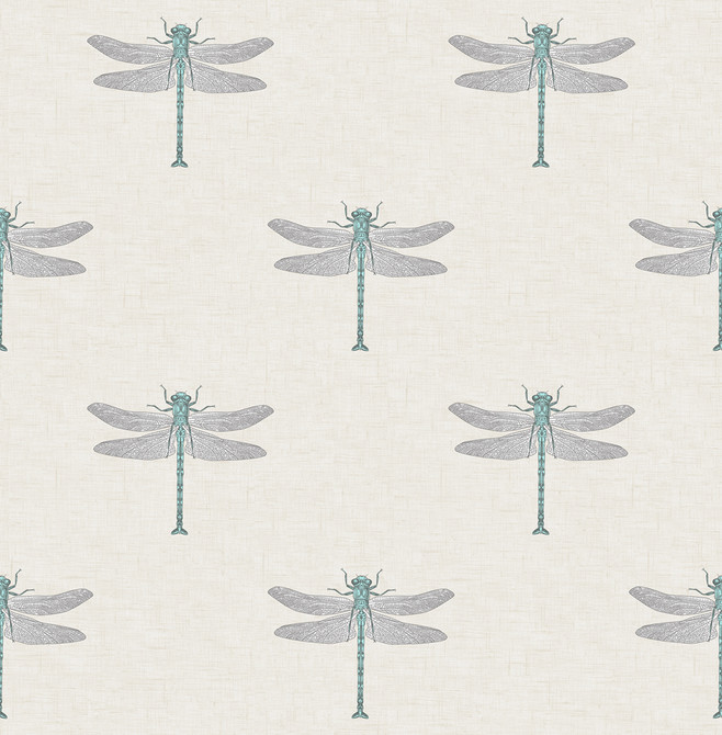 Catalina Off-White, Blue, Metallic Silver, and Black by Seabrook Wallpaper Tortuga United States 56.05 10.4" 20.5" - Fabric Carolina -