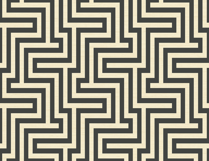 Martinique Black and Off-White by Seabrook Wallpaper Tortuga United States 60.75 10.4" 27" - Fabric Carolina -