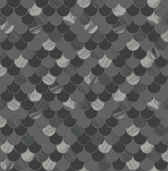 Catalina Scales Black, Ocean Blue, Gray, and Metallic Silver by Seabrook Wallpaper Tortuga United States 56.05 20.87" 20.5" - Fabric Carolina -