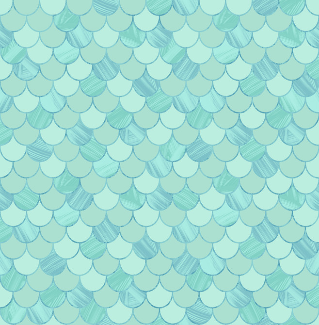 Catalina Scales Turquoise, Fog Green, and Metallic by Seabrook Wallpaper Tortuga United States 56.05 20.87" 20.5" - Fabric Carolina -