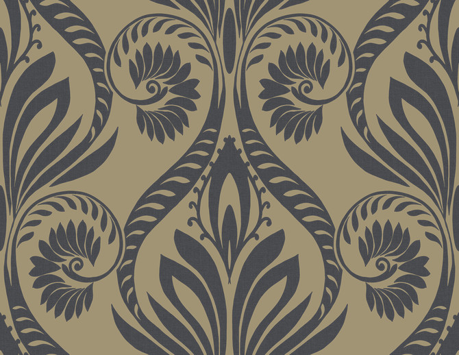 Bonaire Black and Metallic Gold by Seabrook Wallpaper Tortuga United States 60.75 20.87" 27" - Fabric Carolina -