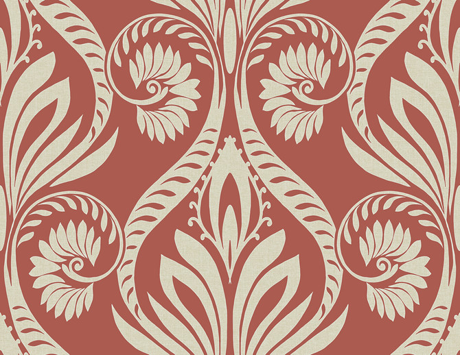 Bonaire Scarlet Red and Off-White by Seabrook Wallpaper Tortuga United States 60.75 20.87" 27" - Fabric Carolina -